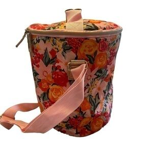 Round Zip Up Cooler - Pink Floral Print